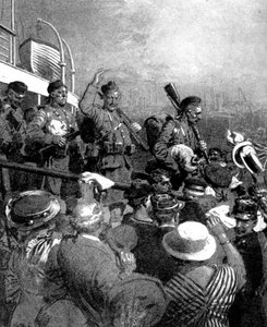 1914年の第一次世界大戦、フランスのブローニュでのイギリス遠征軍のスコットランド高地人