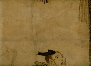 漫才として知られる日本の伝統的な2人のコメディチームを描いたスクロールマウントの絵 作： Unbekannt