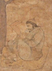 座っている男の絵画または執筆、17世紀前半。 作： Unbekannt