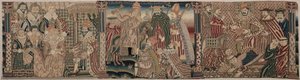 刺繍されたフリーズの一部：アハシュエロスとエステル、皇帝を非難した教皇、1625-1649年。 作： Unbekannt