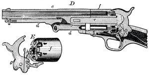 コルトリボルバーの断面図、c1880 作： Unbekannt