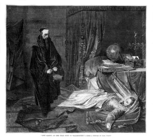 ヴァレンシュタインの遺体を見つめるセニ、1864年 作： Unbekannt
