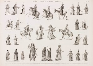 様々なコスチュームを着た人物のイラストシリーズ 作： Unbekannt