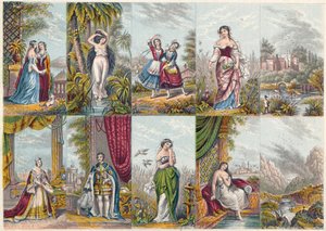 ヴィクトリア女王とアルバート公の肖像画を含む一連の図と図、1851 年 作： Unbekannt