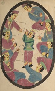 7人の英雄または戦士、アルジュナの息子、1800年代のアビマニアを殺害。 作： Unbekannt