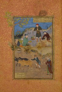 Shaikh Mahneh and the Villager, Folio 49r from a Mantiq al-tair Language of the Birds, 1487. 作： Unbekannt