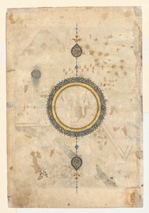 Shahnamaの2ページのフロントピースからの右のフォリオからのShamsa直訳...、c。 1444。 作： Unbekannt