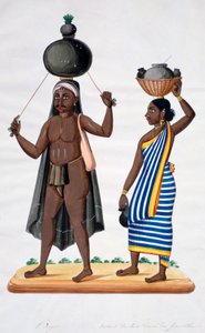 羊飼いと夫が牛乳を運ぶ、インド、1834 作： Unbekannt