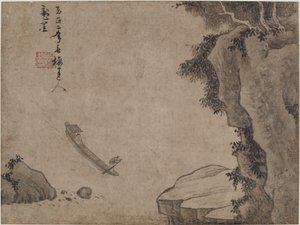 高い崖の下の急流、おそらく元王朝、14 世紀。 作： Unbekannt