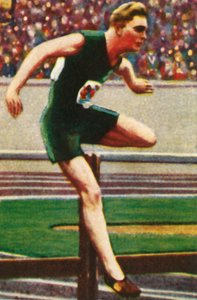 南アフリカのシドアトキンソン、1928年、110 mのハードルを制覇。