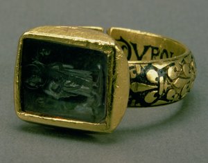 フランス王ルイ9世（サン・ルイ）（1215～70年）のシグネット・リング（金・エナメル）（98046も参照