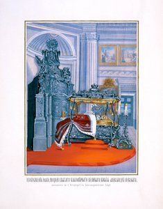 1859年の聖アレクサンドルネフスキー大修道院での聖アレクサンドルネフスキーの銀製の石棺 作： Unbekannt