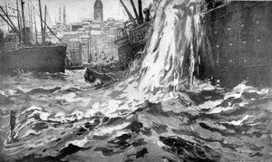 イスタンブール港の商船スタンブールの沈没。 1915年5月25日 作： Unbekannt