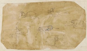戦う動物の 6 つのグループ、18 世紀。 作： Unbekannt