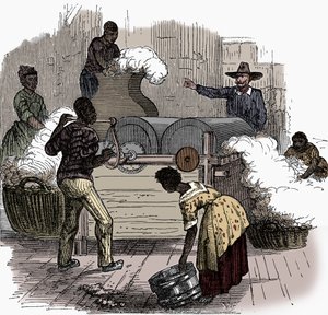 1860年、アメリカ南部州の綿プランテーションでの奴隷労働 作： Unbekannt