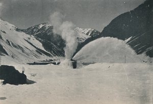 アンデス山脈の中で作業中の除雪車、1916 作： Unbekannt