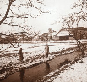 川沿いの兵士、北フランス、ベルヌクール、c1914-c1918