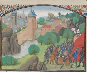 カエサレアの前でサイコロを振る兵士。ティリアのウィリアム作「ヒストリアのミニチュア」、1460年代 作： Unbekannt