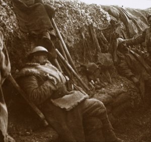 塹壕で休んでいる兵士、c1914-c1918