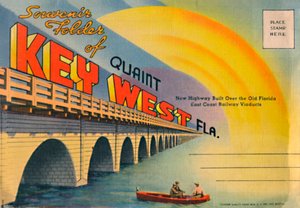 趣のあるキーウェストフロリダのお土産フォルダー-新しい高速道路、c1940年代 作： Unbekannt
