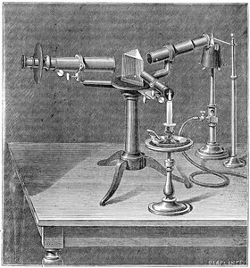 Robert Wilhelm BunsenとGustav Robert Kirchhoffが使用した分光装置、c1895 作： Unbekannt