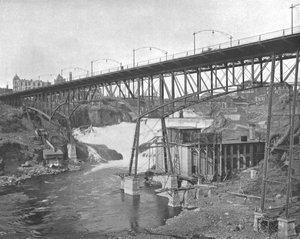 スポケーンの滝、米国ワシントン州、c1900。