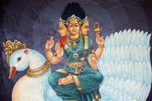 ヒンドゥー教の寺院であるSri Mariamman。ヒンズー教の神々。Sri Bramhi.シンガポール 作： Unbekannt