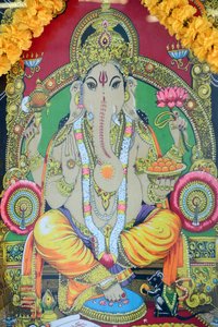 Sri Thenday Yutthapani Temple.ガネーシャ。絵画。ホーチミン市。ベトナム