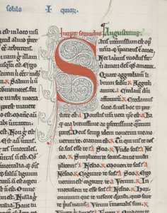 聖アウグスティヌスのヒッポ「オペラ」、Fol 151 verso、詳細、c.1200（羊皮紙にペンとインク） 作： Unbekannt