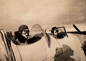 マイルズマジスターでの指導飛行の開始。瞳孔は後部コックピットにあり、1940年 作： Unbekannt