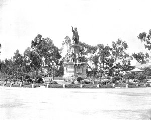 パセオ、メキシコシティ、メキシコ、c1900のコロンブスの像。