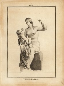 愛と美と性と豊穣を司るローマ神話の女神、ヴィーナス・ジェネトリックスの像（エロスの子を持つ母として 作： Unbekannt