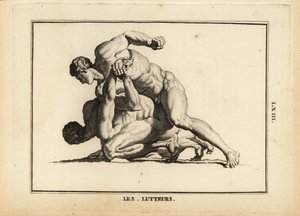 裸の男性レスラー2人の像 作： Unbekannt