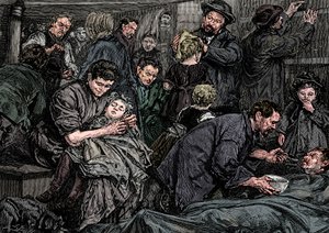 アメリカ、c1850行きの大西洋汽船で乗客を操縦 作： Unbekannt