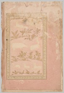 ライオンとガゼルのステンシルシーンc。 1710年。