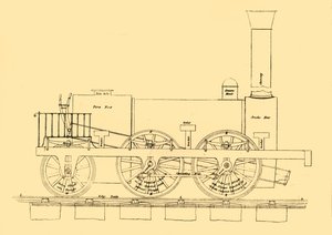 スティーブンソンズ1833機関車、1887年。 作： Unbekannt