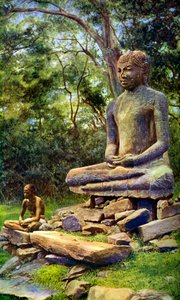 石仏、セイロン、アヌラーダプラの過去の栄光の遺物、c1924 作： Unbekannt
