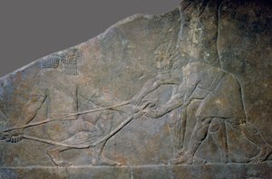 アッシュールバニパルの北宮殿、ニネベ、イラク北部、ネオアッシリア、紀元前645年からの石のパネル 作： Unbekannt