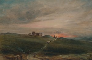 日没時のストーンヘンジ、1836 年。 作： Unbekannt