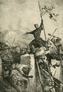 ボールドウィンによるコンスタンチノープルの嵐、フランダース伯、1204年、1890年。