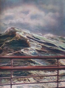 1936年の近代ライナーからの大西洋の嵐の海