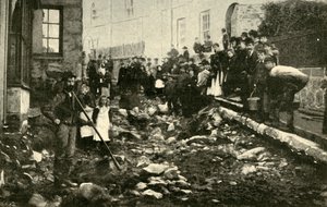 洪水からの訪問後のセントアイブスの通り、1901年。 作： Unbekannt