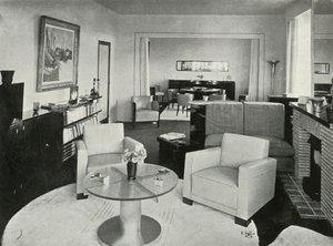 1937年、ブリュッセルの家にあるスタジオとダイニングルーム。 作： Unbekannt