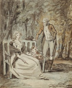 肖像画のための習作：公園の淑女と紳士、カリフォルニア州。 1780年。 作： Unbekannt
