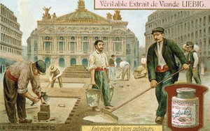 パリの街路を木製のブロックで浮上、c1900 作： Unbekannt