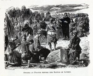 1882年のリュッツェンの戦いの前の祈りのスウェーデン人 作： Unbekannt