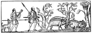 豚狩り、9世紀、1833年 作： Unbekannt