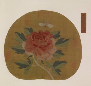タペストリー: 牡丹と蝶、おそらく明王朝、1368-1644. 作： Unbekannt