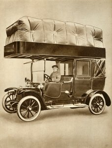 特別に取り付けられた屋根にガスバッグ装置を備えたタクシー、1914-1918、1935。