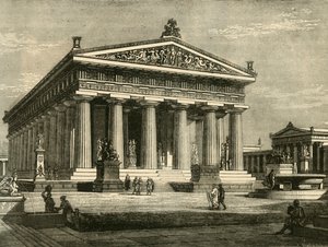 ペストゥムの寺院、修復、1890年。 作： Unbekannt
